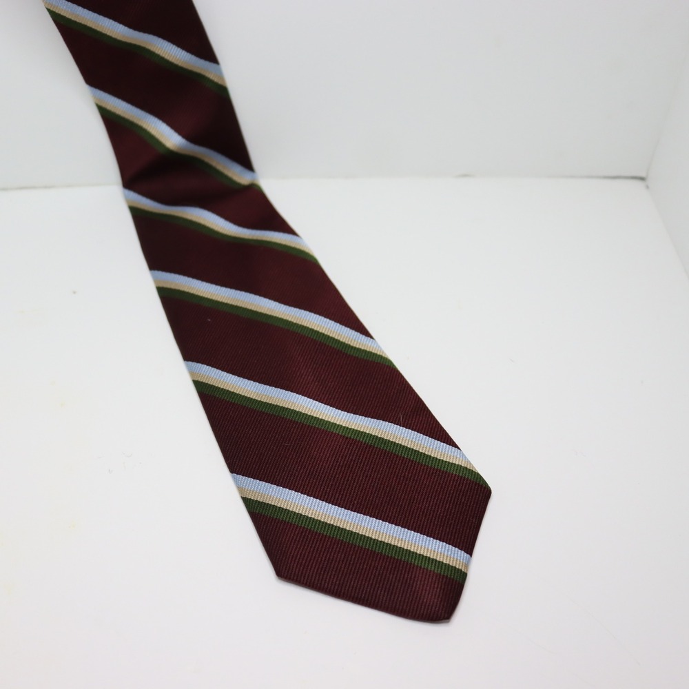 Equus Striped Necktie OS Burgundy Mens Preppy Collegiate Accessory